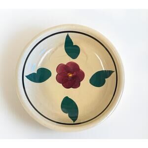 Vintage 1940s Watt Pottery Spaghetti Bowl Pansy Rio Rose 13" Farmhouse Serving